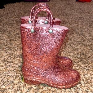 Pink glitter rain boots toddler size 8